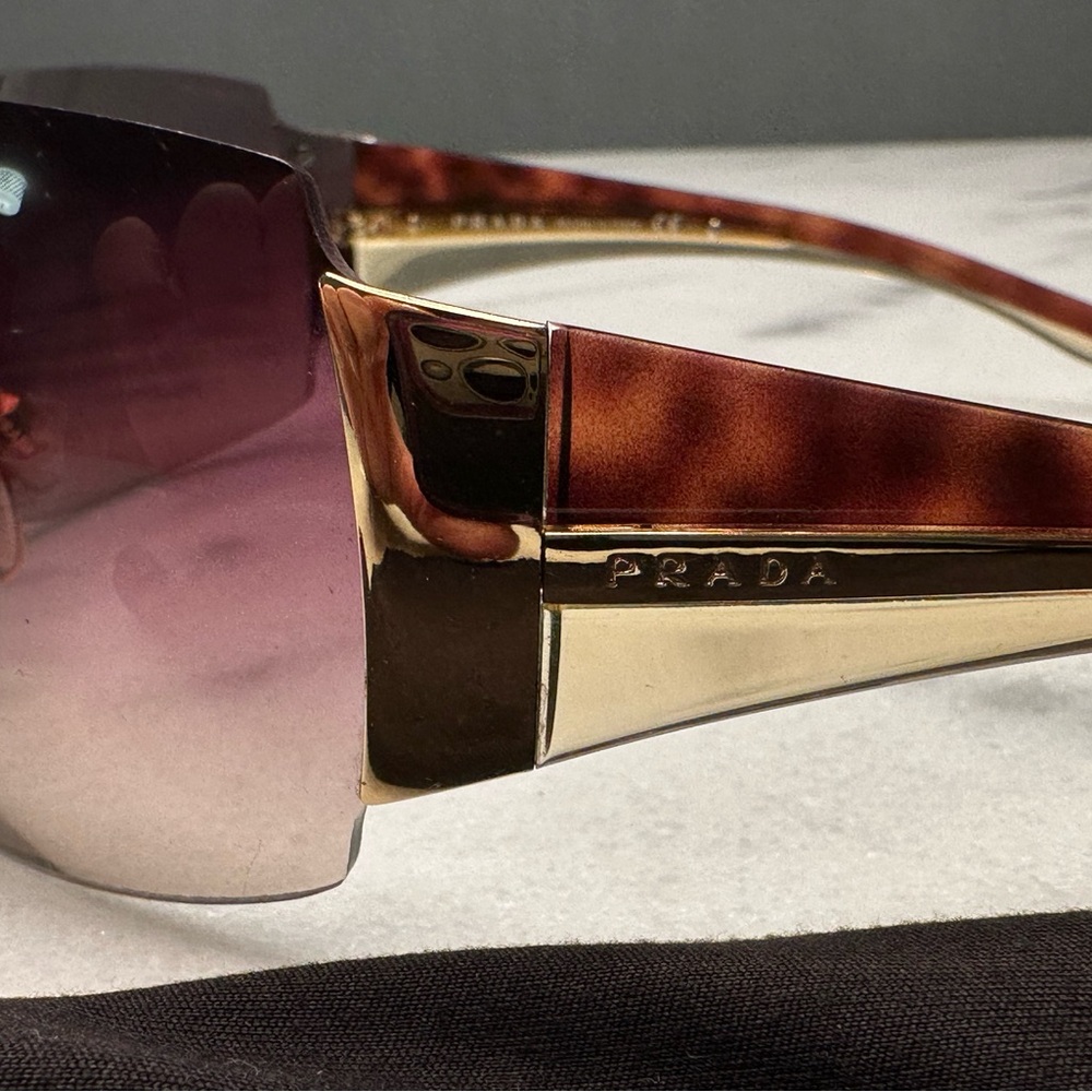 Prada Gold and Brown Gradient Shield Sunglasses